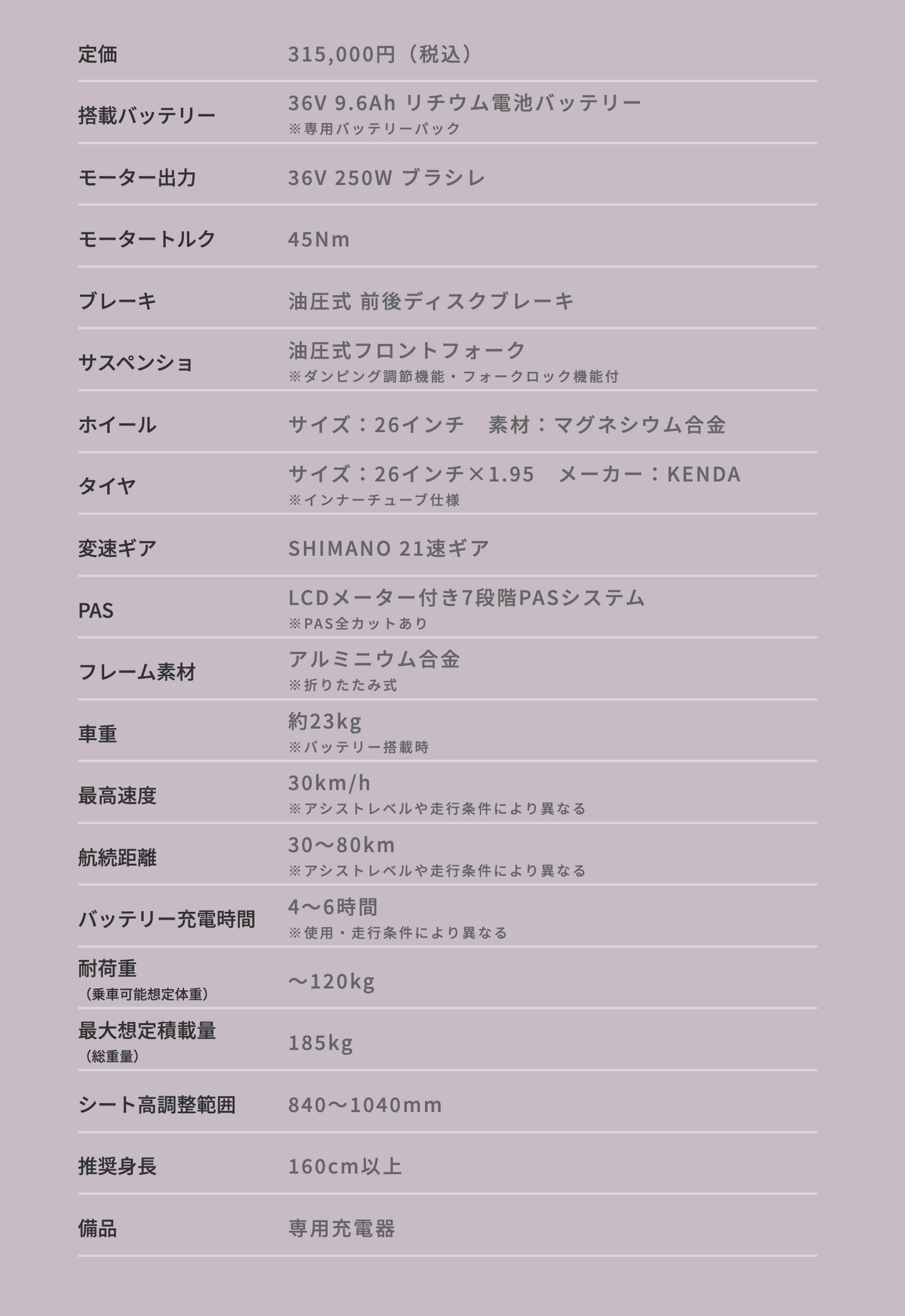 VATRIX 電動アシスト自転車 | 製品仕様